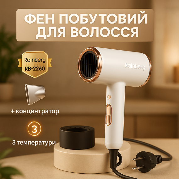 Фен для об'ємної укладки Rainberg, Хороший фен для випрямлення волосся укладання зачіски XV-99