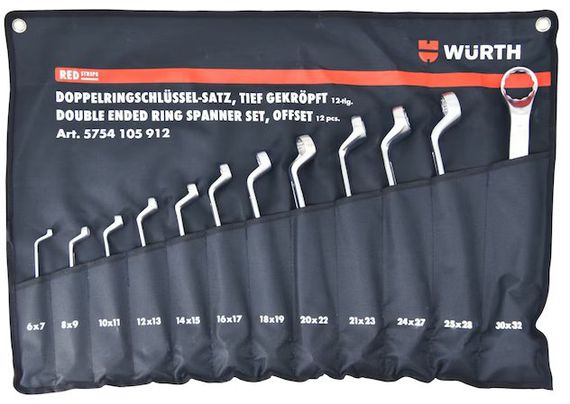 Набір ключів накидних (WS6-32), 12 шт., в чохлі, RED STRIPE