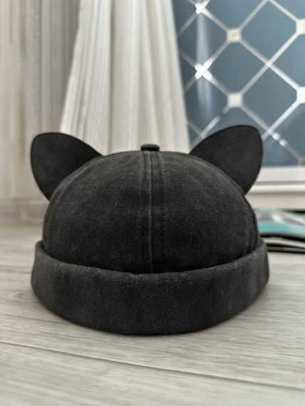 Короткая шапка кепка, докер с ушками  Серый 55-58р (2375)