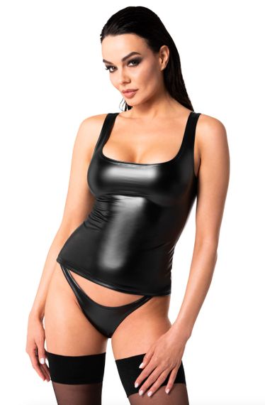 Топ Noir Handmade F346 Powerwetlook top Черный 3XL | Зображення 2