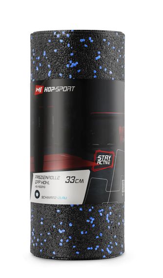 Роллер масажер (валик, ролик) гладкий Hop-Sport EPP 33см HS-P033YG чорно-синій | Зображення 1