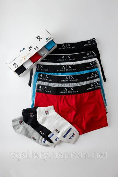 Подарунковий набір чоловічої білизни Armani Exchange в коробці на 5 шт XXL | Зображення 3