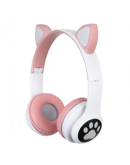Навушники бездротові Cat Ear VZV-24M Bluetooth з різнокольоровим LED підсвічуванням та котячими вушками Рожеві | Зображення 1