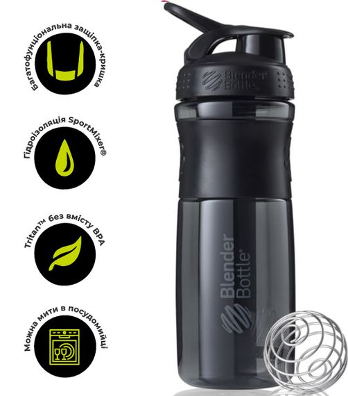 Шейкер спортивний (пляшка) BlenderBottle SportMixer 28oz/820ml Black (Original)