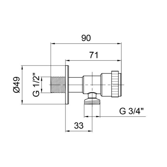 Кран кутовий Thermo Alliance Standart 1/2" Нх3/4"Н неірж., з керам. буксий TAS345W1520SS | Зображення 1