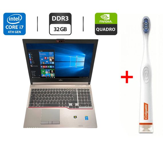 Мобільна робоча станція Б-клас Fujitsu Celsius H730 / 15.6" (1920x1080) TN / Intel Core i7-4900MQ (4 (8) ядра по 2.8 - 3.8 GHz) / 32 GB DDR3 / 512 GB SSD / nVidia Quadro K2100M, 2 GB GDDR5, 128-bit / WebCam б/в + Подарунок Зубна щітка Colgate