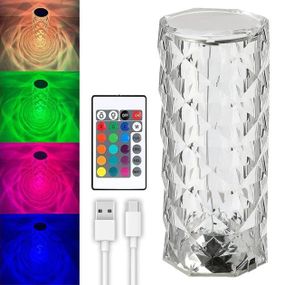 Настольная лампа ночник Rose Diamond с пультом • Лампа ночник настольная аккумуляторная Роза с RGB пультом и RGB подсветкой
