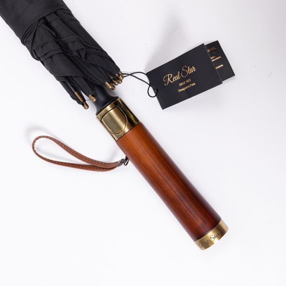 Класична парасолька-тростина напівавтомат з поліестеру 8 спиць діаметр 124 см Чорна HP-23-6B | Зображення 6