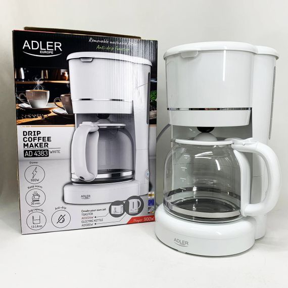 Кофеварка крапельна Adler AD 4383 white 1.5Л 900 Вт WF-53 | Зображення 1