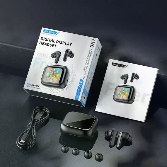 Беспроводные наушники LX10 TWS • TWS-наушники LX10 Earbuds Bluetooth 5.4 с LED-дисплеем, ANC и ENC | Зображення 3