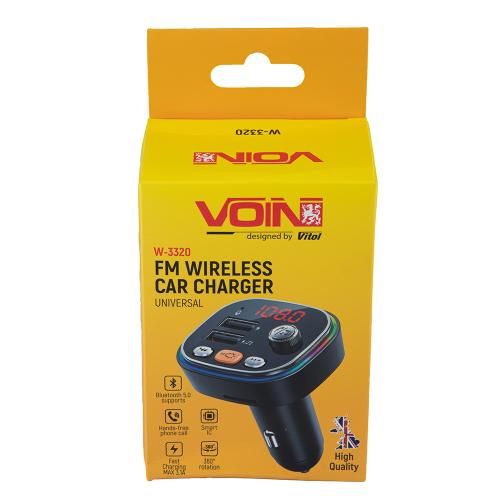 Модулятор FM, VOIN W-3320, 12-24V 2 USB 3,1A, Bluetooth 5.0, Hands-free, ambient light | Зображення 3