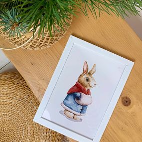 Постер в рамке Зайчик в шубке 21x30 см (A4)