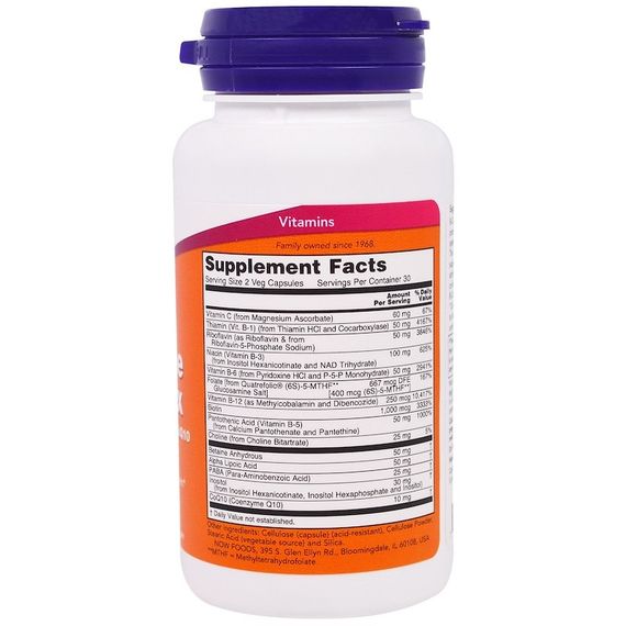 В комплекс NOW Foods Coenzyme B-Complex 60 Veg Caps | Зображення 1