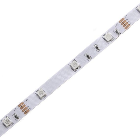 Цветная LED лента негерметичная 12V 14.4W 5050 WHITE PCB RGB IP20 1m (BY-024/30) | Зображення 5