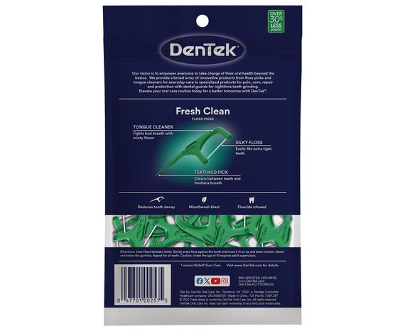 Флос-зубочистки DenTek Fresh Clean Floss Picks освіжаюче очищення, 75 шт. | Зображення 1