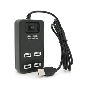 Хаб USB 2.0 4 порта,Black,480Mbts питания от USB,с выключателем,Blister Q100