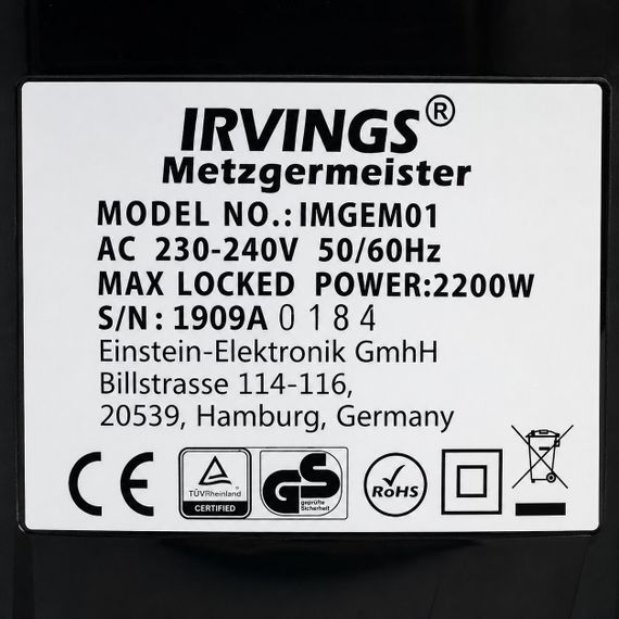 Мясорубка электрическая Irvings IMGEM01, 2200 Вт, с металлическим шнеком и реверсом, для дома и кухни | Зображення 8