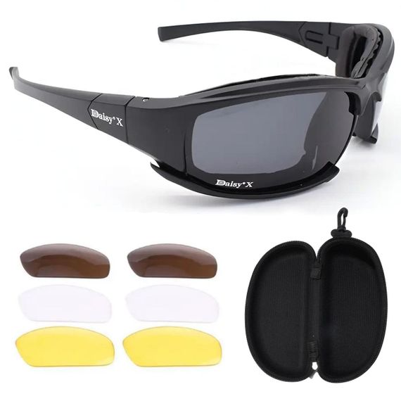 Тактические защитные очки с 4 сменными линзами / Солнцезащитные очки с поляризацией / Мужские очки