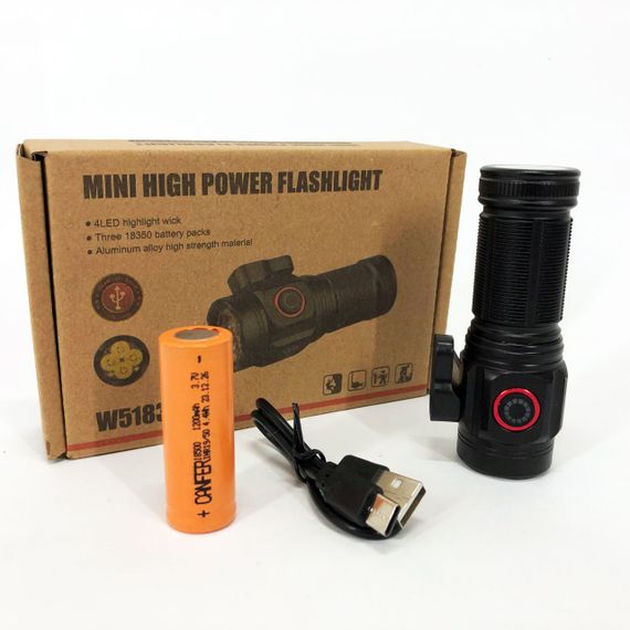 Фонарик мощный аккумуляторный для дома W5183-4XHP360, Фонарь ручной с функцией зарядки PG-34 | Зображення 5