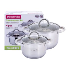 Набір каструль із нержавіючої сталі 4 предмети для індукції та газу (2.1л, 2.8л)