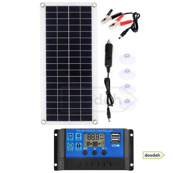 Портативна гнучка сонячна панель Luxuglow 30 Вт IP67 + Контролер PWM-LCD&USB 12/24V 40A