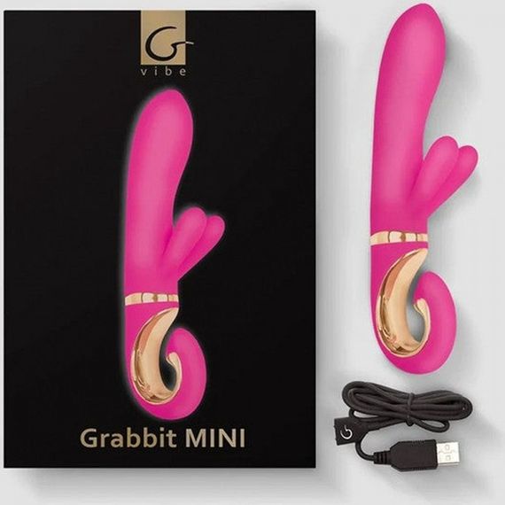 Вібратор-кролик із двома відростками для клітора Grabbit GVibe, рожевий, 23.5 см х 4 см Sex Aura | Зображення 4