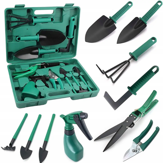 Набір садових інструментів 10 в 1 з валізою, для саду та городу зі зручними ручками 10 предметів у валізі | Зображення 1
