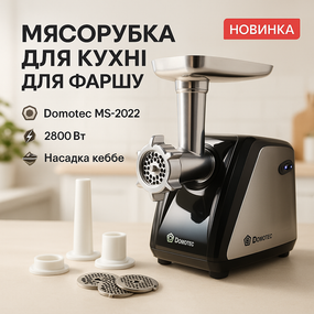 Мясорубка с функцией овощерезки Domotec, Мясорубки для колбасок, Мясорубка 3 в 1, Мясорубки с реверсом LS-84