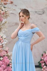 Блакитна Вечірня Сукня Шифон Блиск Максі