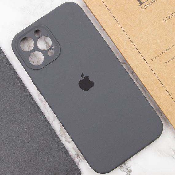Чехол Silicone Case Full Camera Protective (AA) для Apple iPhone 12 Pro (6.1") Серый / Dark Gray | Зображення 4