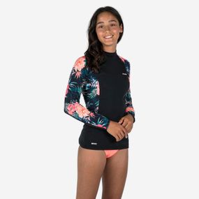 Сонцезахисна футболка з довгими рукавами для дівчат 500 чорна - 8-9 р 131-140 см