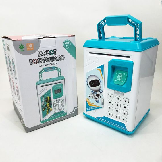 Копилка-сейф ROBOT BODYGUARD с кодовым замком отпечатком пальца и купюроприемником. FA-116 Цвет: голубой | Зображення 4