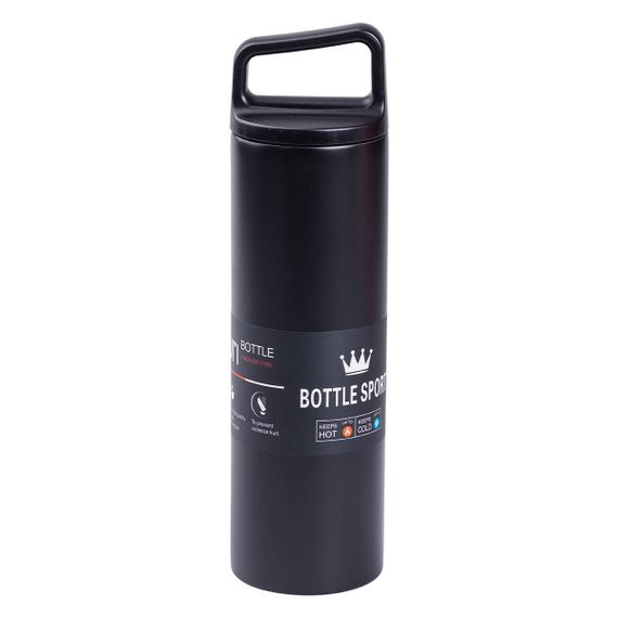 Термос металлический 500 мл из нержавеющей стали Bottle Sport с ручкой черный HPGM5009B