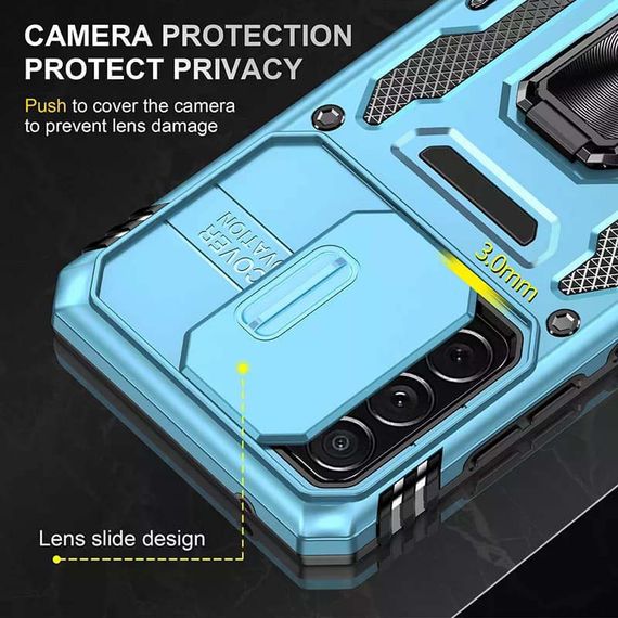 Ударостійкий чохол Camshield Army Ring для Samsung Galaxy A73 5G Силікон, Блакитний/Light Blue | Зображення 3