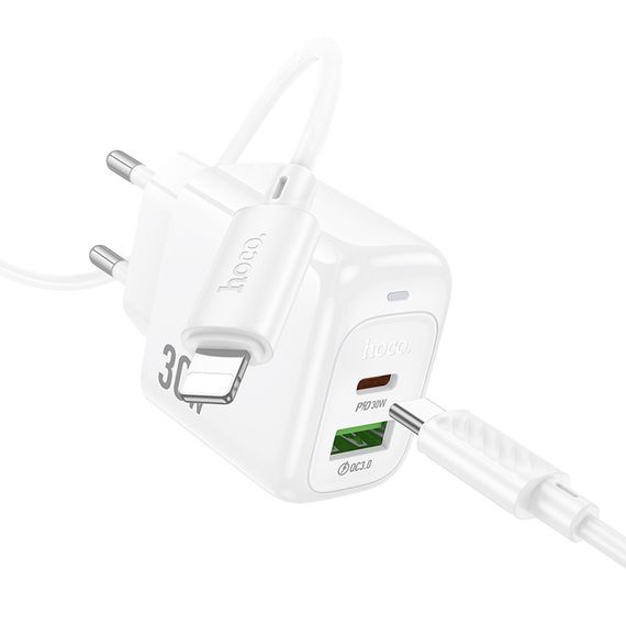 МЗП Hoco CS55A Surplus PD30W+QC3.0 (1USB-A/1C) + кабель Type-C to Lightning White | Зображення 4