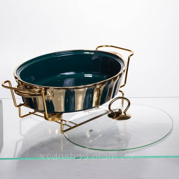 Мармит фарфоровый настольный овальный 1.5 литра мармитница с подогревом JY-6 | Зображення 2