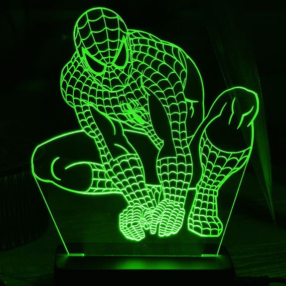 Акриловий світильник-нічник Людина-Павук (Spider-Man) зелений tty-n000146