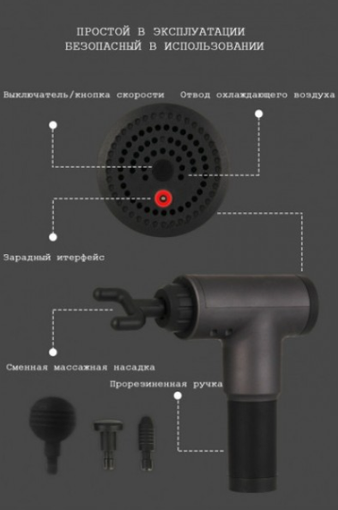 Массажёр для мышц Fascial Gun HF-280 (W-08) Вибромассажер для мышц | Зображення 4