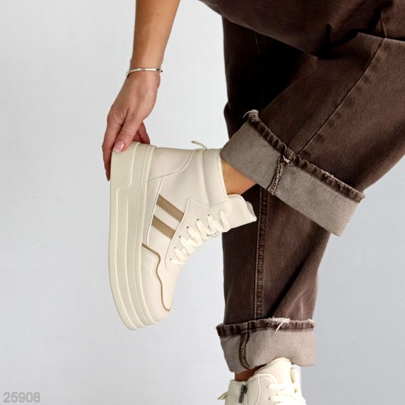 Бежевые зимние хайтопы на платформе цвет на выбор | Зображення 9