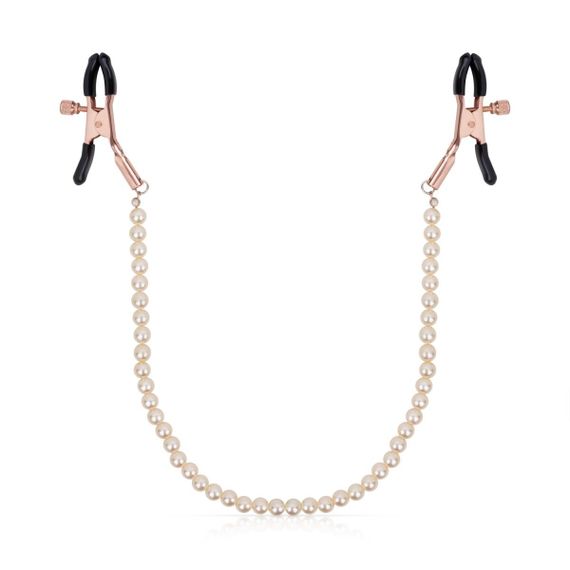 Затискачі для сосків з перлинним ланцюжком Rosy Gold - Nipple Clamps Pearls