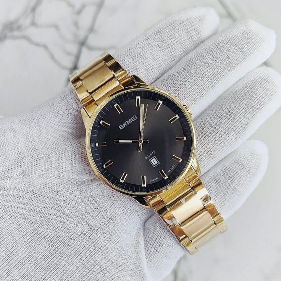Мужские кварцевые наручные часы Skmei 1878 Gold/Black