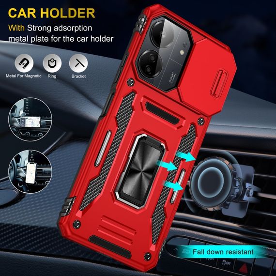Ударостійкий чохол Camshield Army Ring для Xiaomi Redmi 13C / Poco C65 Червоний / Red | Зображення 5