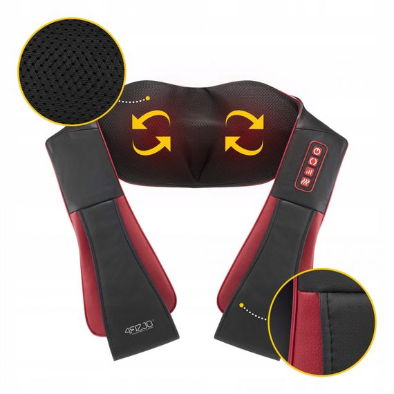 Накидка-масажер 4FIZJO Shiatsu Pro+ для шиї та спини 4FJ0565 Black/Red (P-5907739319074) | Зображення 2