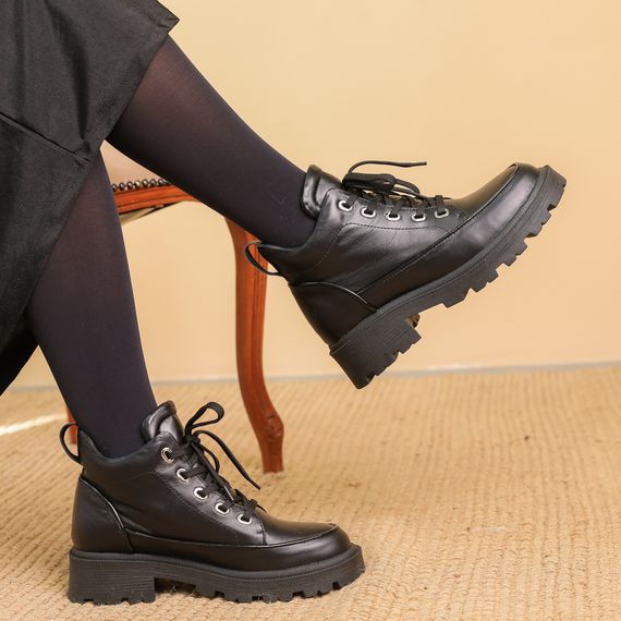 Черевики шкіряні з хутром 587094 Чорні 36 37 38 39 40 41