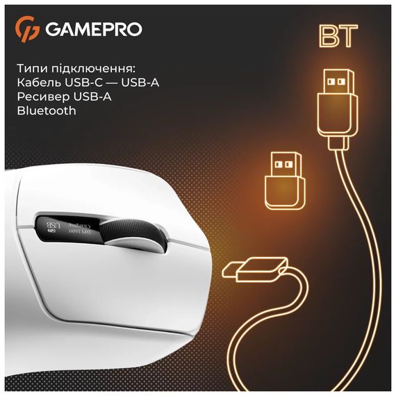 Мишка GamePro Genesis Ranker Wireless/Bluetooth/USB White (GM012W) | Зображення 1