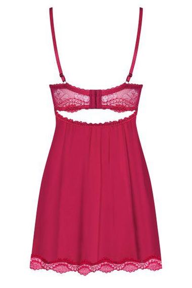 Пеньюар Obsessive с кружевом на лифе и с трусиками в комплекте, , бордовый, S/M sexstyle | Зображення 1