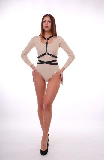 Портупея сексуальна One Size X5, натуральна шкіра, чорна Sex Aura | Зображення 1