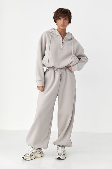 Спортивний костюм оверсайз із плюшевим начосом - сірий цвет, S/M (є розміри) | Зображення 4