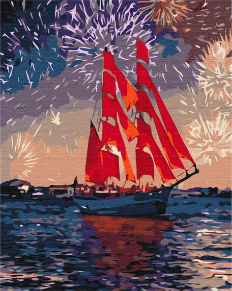 Вітрильник під феєрверками