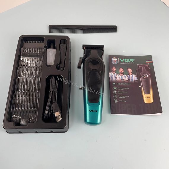 Акумуляторна машинка для стрижки VGRV-196, 8 насадок, 7000 RPM, 2000 mAh, LED-дисплей, XPRO (46071-VGRV-196 GREEN_554) | Зображення 7